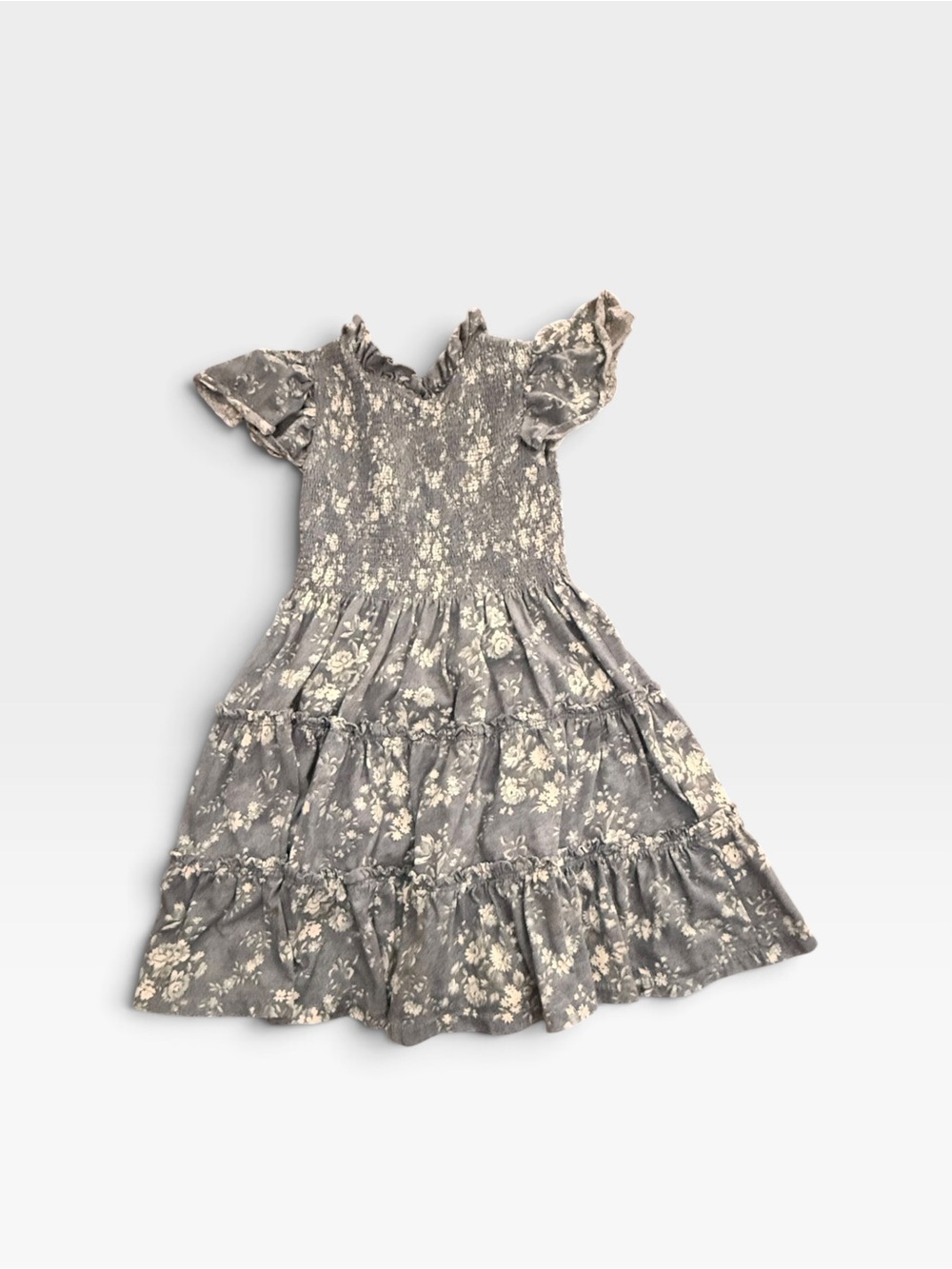 Polo by Ralph Lauren Gray Floral Tiered Girls Dress